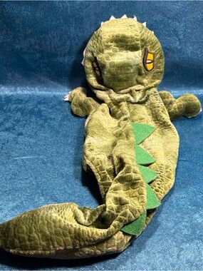 Dinosaur T-Rex Dragon Costume for SMALL Dog with Long Puffy Tail Hook Loop Close